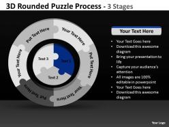 3d rounded puzzle process 3 stages powerpoint templates 0812