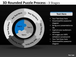 3d rounded puzzle process 3 stages powerpoint templates 0812
