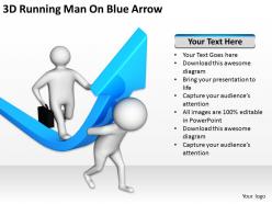 3d running man on blue arrow ppt graphics icons