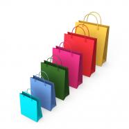 3d shopping bags in series stock photo