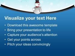 3d snowman with hat background christmas powerpoint templates ppt backgrounds for slides 0113