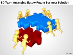 3d team arranging jigsaw puzzle business solution ppt graphics icons powerpoint