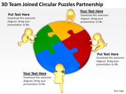 3d team joined circular puzzles partnership ppt graphics icons powerpoint