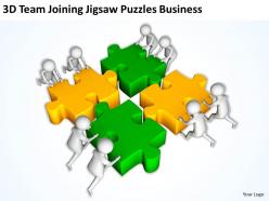 3d team joining jigsaw puzzles business ppt graphics icons powerpoint