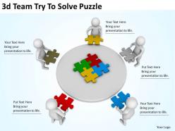 3d Team Try To Solve Puzzle Ppt Graphics Icons Powerpoint