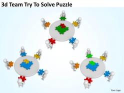 3d team try to solve puzzle ppt graphics icons powerpoint