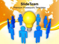 3d Team With Yellow Bulb Powerpoint Templates PPT Themes And Graphics 0113
