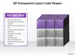 3d transparent layers rubiks cube 3x3 boxes squares shapes ppt slides templates powerpoint info graphics