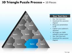 3d triangle puzzle process 10 pieces powerpoint slides and ppt templates 0412