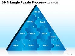 3d triangle puzzle process 11 pieces powerpoint slides and ppt templates 0412