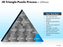3d triangle puzzle process 12 pieces powerpoint slides and ppt templates 0412