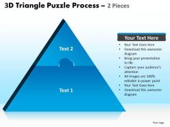 3d triangle puzzle process 2 pieces powerpoint slides and ppt templates 0412