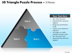 3d triangle puzzle process 3 pieces powerpoint slides and ppt templates 0412