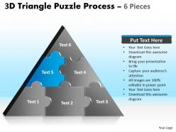 3d triangle puzzle process 6 pieces powerpoint slides 98