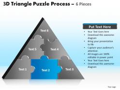 3d triangle puzzle process 6 pieces powerpoint slides and ppt templates 0412