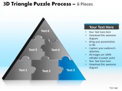 3d triangle puzzle process 6 pieces powerpoint slides and ppt templates 0412