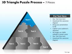 3d triangle puzzle process 7 pieces powerpoint slides and ppt templates 0412