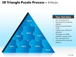 3d triangle puzzle process 8 pieces powerpoint slides and ppt templates 0412