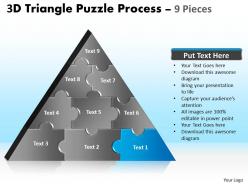 3d triangle puzzle process 9 pieces powerpoint slides 2