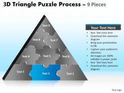 3d triangle puzzle process 9 pieces powerpoint slides 2