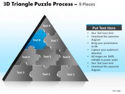3d triangle puzzle process 9 pieces powerpoint slides and ppt templates 0412