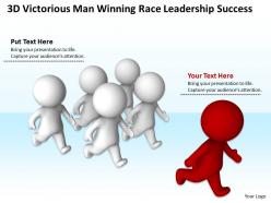 3D Victorious Man Winning Race Leadership Success Ppt Graphic Icon