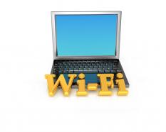 3d wifi concept with laptop graphic stock photo