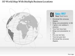 3d world map with multiple business locations ppt presentation slides