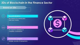 3ds Of Blockchain In The Finance Sector Training Ppt