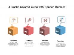 4 blocks colored cube with speech bubbles
