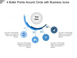 4 bullet points around circle with business icons