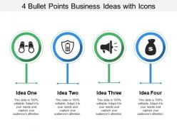 4 bullet points business ideas with icons