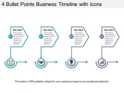 4 bullet points business timeline with icons