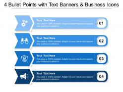 4 bullet points with text banners and business icons