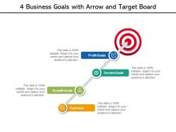 4 business goals with arrow and target board