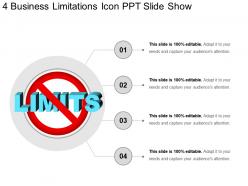 4 business limitations icon ppt slide show