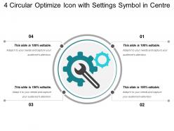 4 circular optimize icon with settings symbol in centre