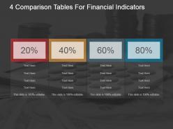 4 comparison tables for financial indicators powerpoint graphics