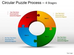 4 components circular puzzle process powerpoint slides and ppt templates 0412