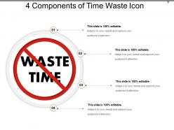 4 components of time waste icon powerpoint slide ideas
