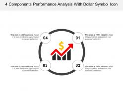 4 components performance analysis with dollar symbol icon