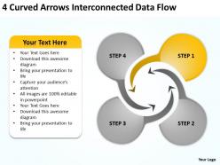 4 curved arrows interconnected data flow ppt powerpoint slides