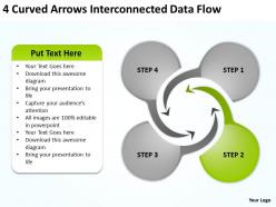 4 curved arrows interconnected data flow ppt powerpoint slides