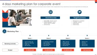 4 Days Marketing Plan For Corporate Event