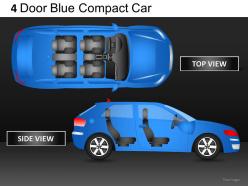 4 door blue car top view powerpoint presentation slides db