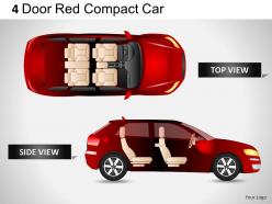 4 door red car top view powerpoint presentation slides