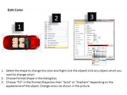 4 door red car top view powerpoint presentation slides db