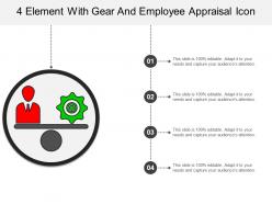4 element with gear and employee appraisal icon