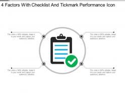 4 factors with checklist and tickmark performance icon