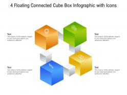 4 floating connected cube box infographic with icons